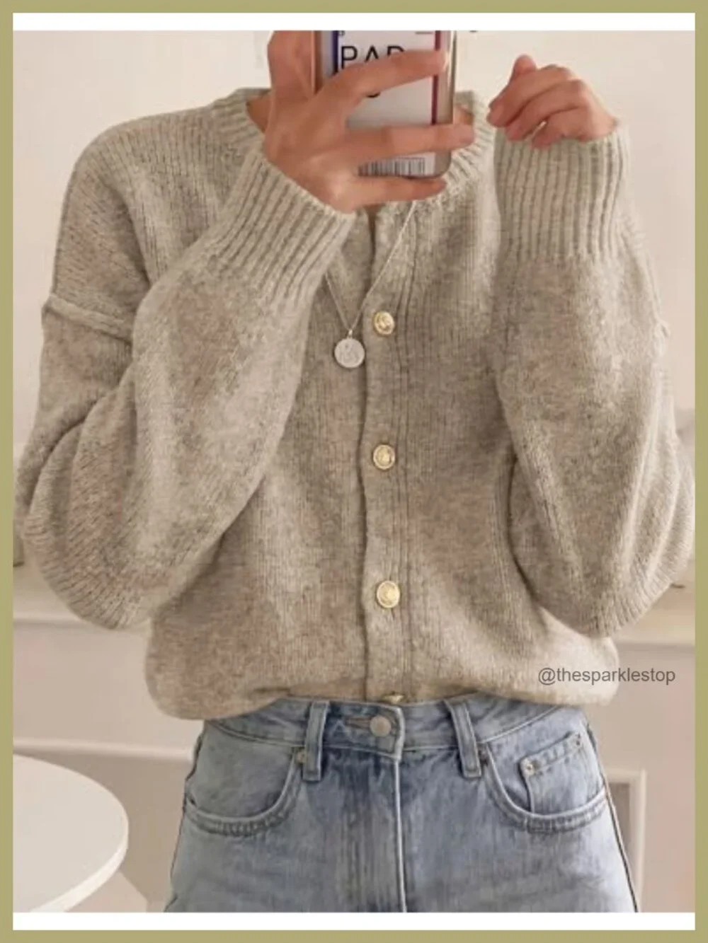 Chunky Knit Cardigan Sweater Women's Button Up Lantern Sleeve